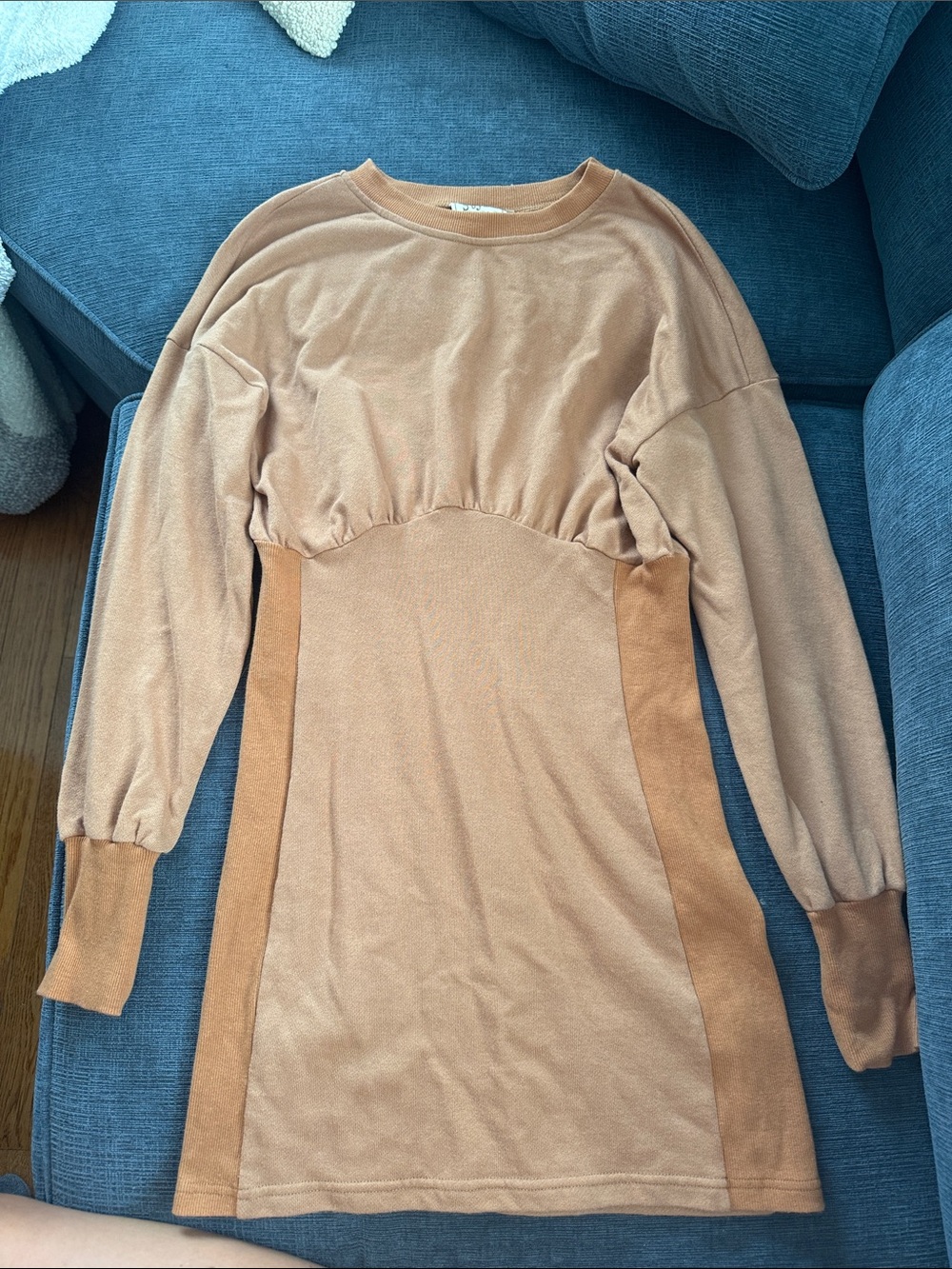 Style Rack Two-Tone Camel Long Sleeve Mini Dress